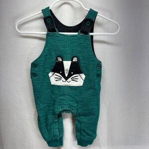 Baby Cat Jack Green Badger‎ Face Overalls NB RN Jumpsuit Romper Outfit